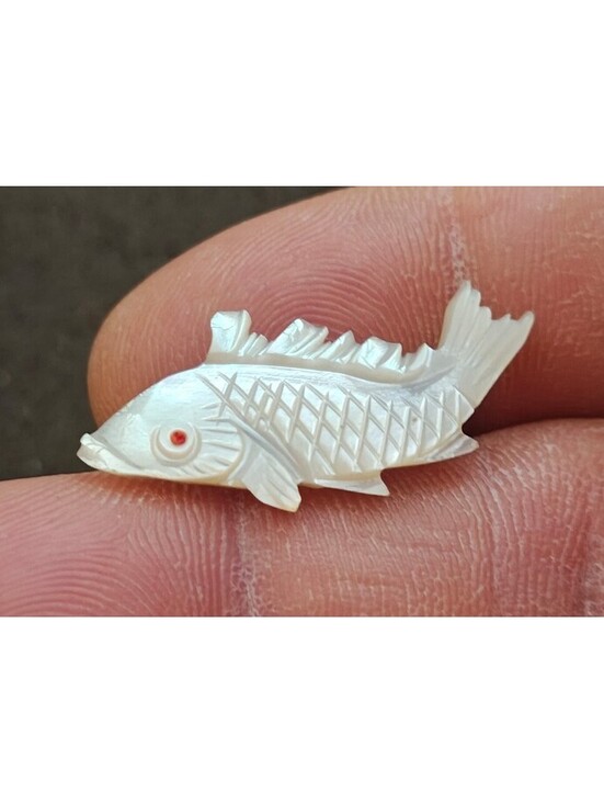 Jewelry - 1960s Hand Carved Mother of Pearl Koi Fish Brooch Pin